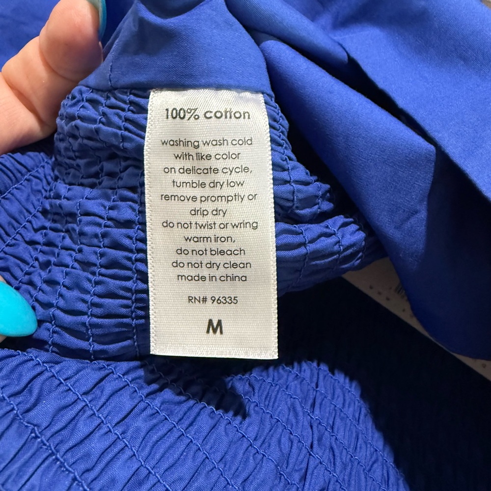 NWT Susana Monaco Blue Nocturnal Puff Sleeve Crop Top Sz M Summer Yacht Party - Picture 11 of 11